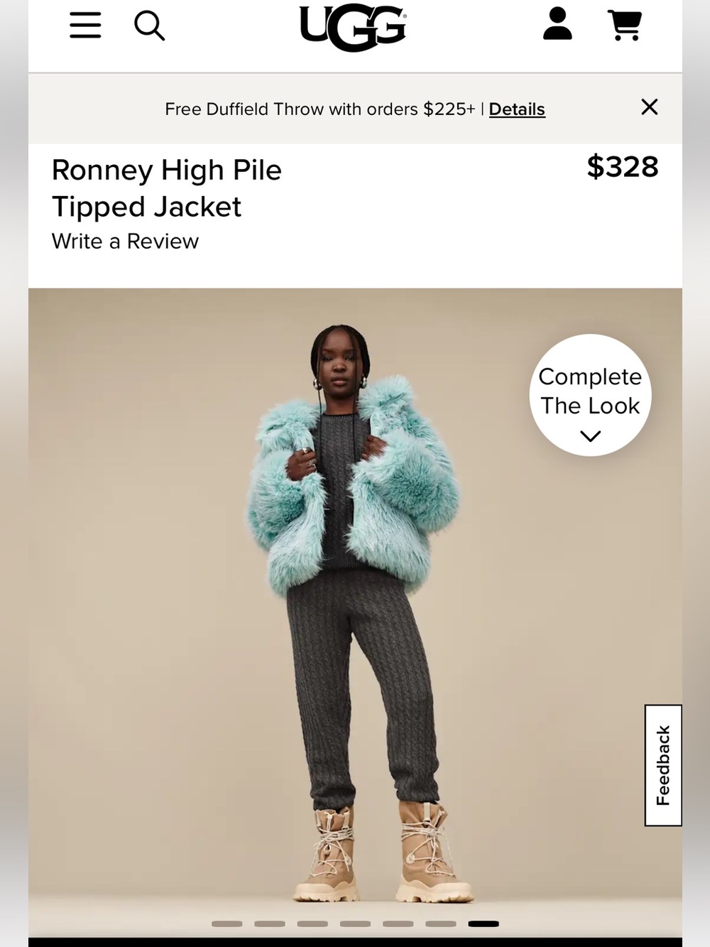 NWT UGG Ronney High Pile Tipped Jacket Mint ~ Small